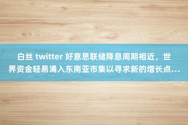 白丝 twitter 好意思联储降息周期相近，世界资金轻易涌入东南亚市集以寻求新的增长点…