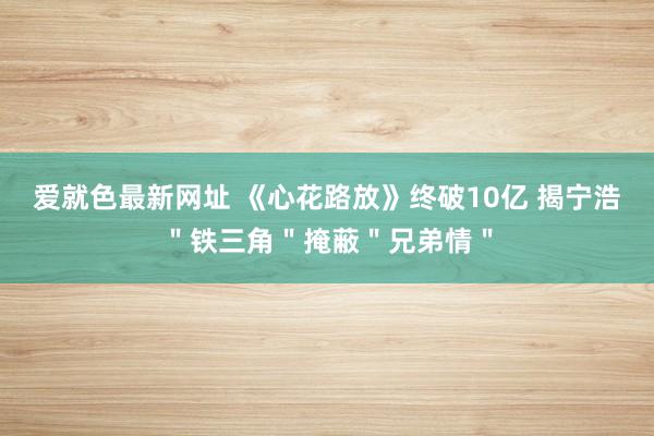 爱就色最新网址 《心花路放》终破10亿 揭宁浩＂铁三角＂掩蔽＂兄弟情＂