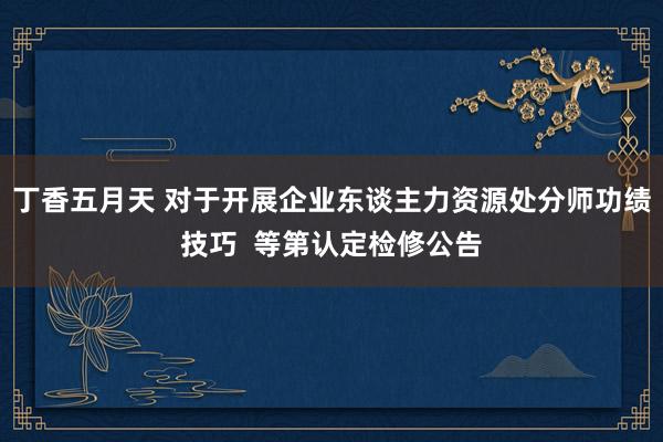 丁香五月天 对于开展企业东谈主力资源处分师功绩技巧  等第认定检修公告